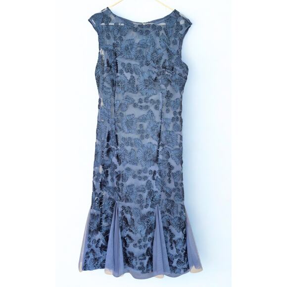 Alex Evenings Dress Size 12 Tea Length Blue Lace Mother of Bride Groom Formal - Picture 1 of 11